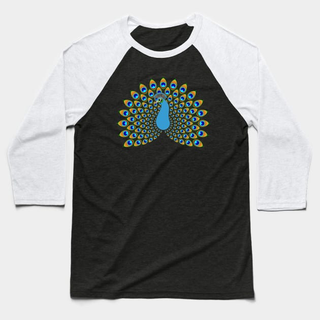 Peacock Baseball T-Shirt by tuditees